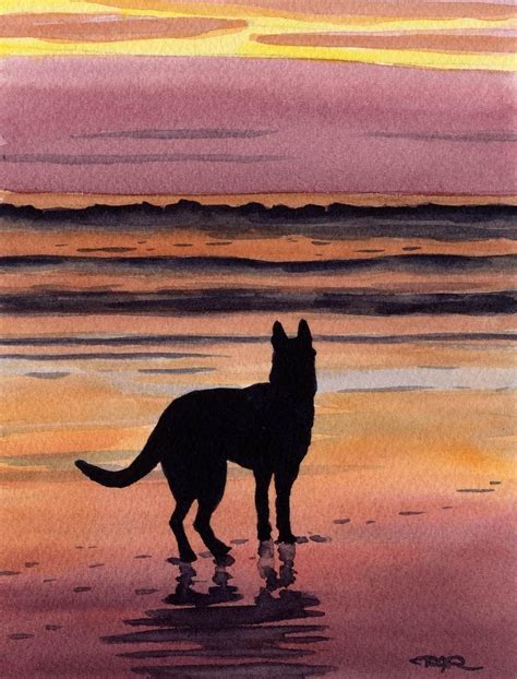 German Shepherd Art Print Signed By Artist Dj Rogers