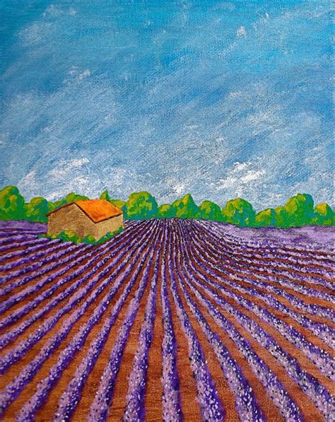 Lavender Farm Original Acrylic Painting X Etsy Painting