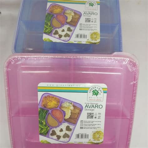 Jual Kotak Makan Ompreng Lunch Box Sekat 6 Avaro 7557 Green Leaf