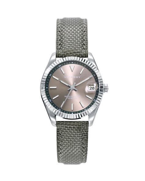 Reloj De Mujer Chic Con Caja De Acero Y Correa De Nylon Gris Joyer A