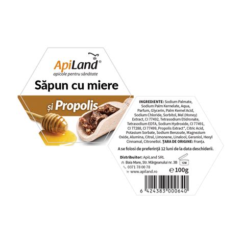 Sapun Cu Miere Si Propolis 100 G Apiland Farmacia Tei Online