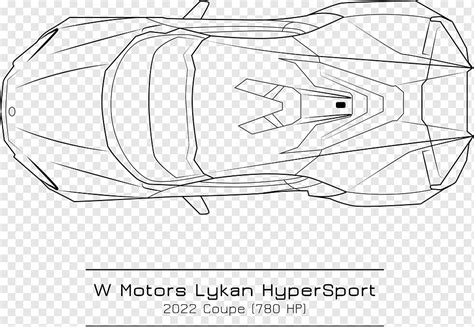 W Motors Lykan Hypersport Car Hitam Putih Garis Besar Tampilan Atas