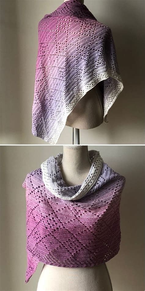 Delicate Beautiful Filet Crochet Shawl Pattern Center