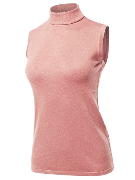 A2Y Women S Sleeveless Viscose Turtle Neck Sweater Top Dusty Pink L