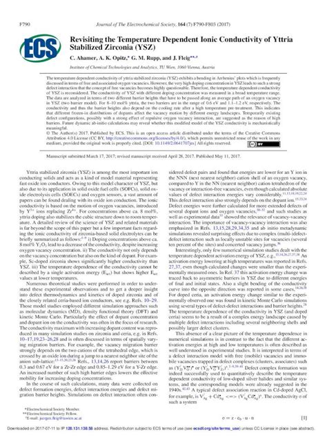 Pdf Revisiting The Temperature Dependent Ionic Conductivity Of