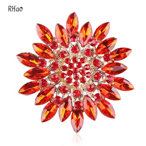 Es Rhao Frete Gr Tis Strass Vermelho Broche De Cristal Para As Mulheres