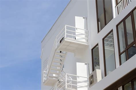 Free Stock Photo Of Fire Escape On A White Modern Building Facade