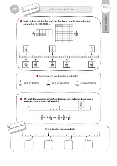 Cm1 Trace Ecrite Les Fractions Décimales