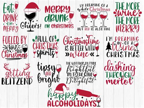 35 Christmas Wine Svg Bundle Funny Christmas Svg Holiday Etsy