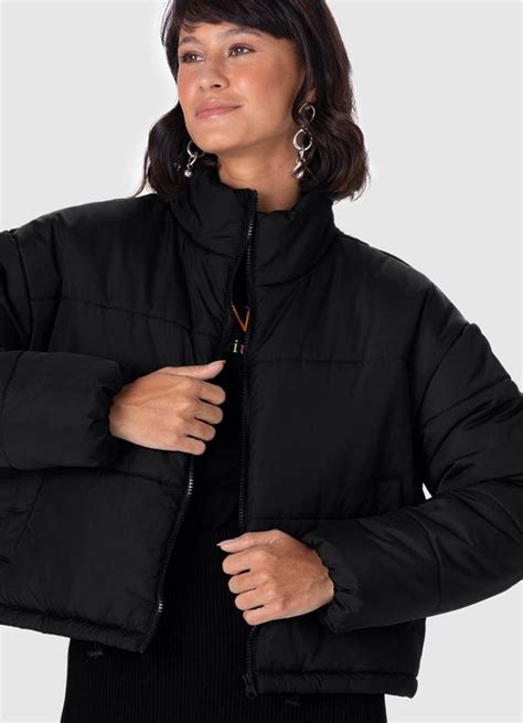 Jaqueta Feminina Cropped Puffer Preto Malwee