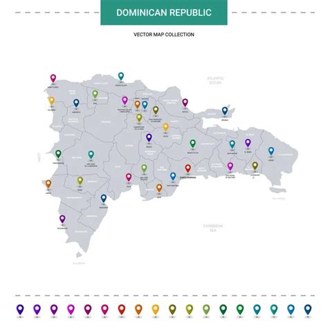 República Dominicana mapa con marcas de puntero de ubicación Plantilla