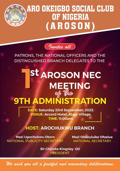 1st Aroson Nec Meeting Invite Ndigboworldwide