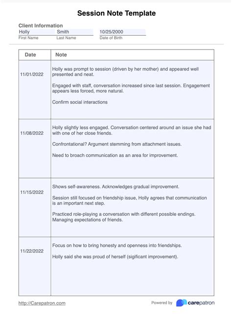 Session Notes Template And Example Free Pdf Download