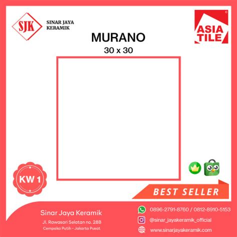 Jual Keramik Lantai Putih Polos Asia Tile Murano White Putih 30x30 Kw