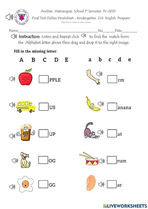 Phonics Initial Letter K2 4 Worksheet Artofit