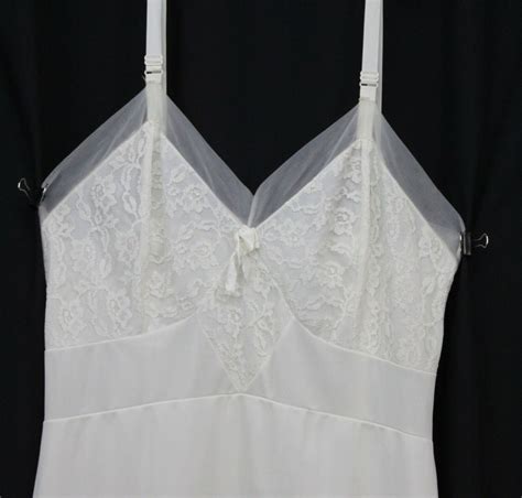 Vtg Slip Full Nylon Lace Underslip Cream Ivory Retro Lingerie S S S M EBay