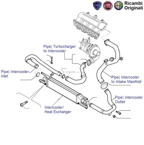 Fiat Genuine Turbo Inter Cooler Heat Exchanger And Associated Pipes