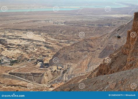 Aerial View Of Masada With Ancient Fortress And Rocky Mountains In