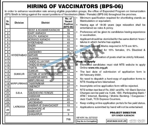 NTS Vaccinator Jobs 2024 Online Apply