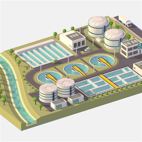 D Model Isometric Water Treatment Plant Vr Ar Low Poly Cgtrader