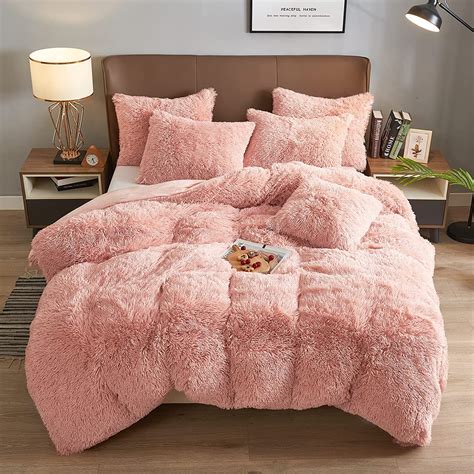 Bleum Cade Luxury Fluffy Fuzzy Queen Bedding Comforter Set，4 Pieces