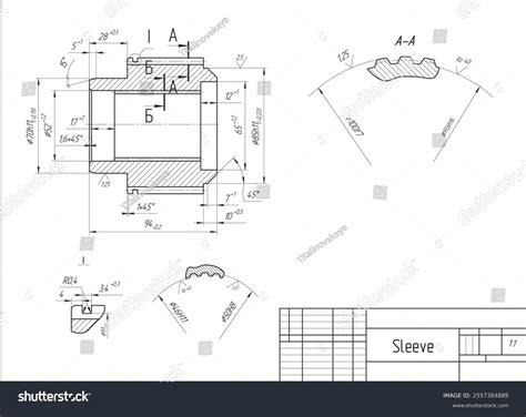 vector sleeve engineering mechanical assembly drawing stock vector