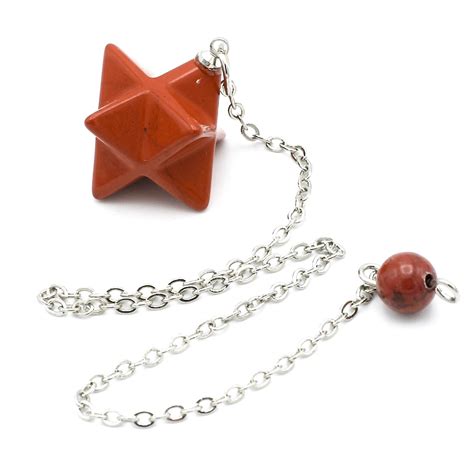 Pendule Divinatoire Merkaba En Pierre Naturelle Jaspe Rouge