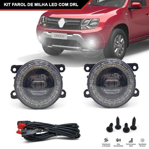 Par Farol Milha Led Anel Drl Renault Duster K