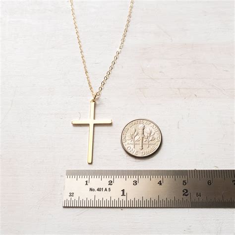 Skinny Cross Necklace In Gold Filled Large Cross Pendant Adjustable