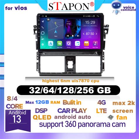 STAPON 10inch For Toyota Vios 2014 2018 Android13 32 64 128 256GB QLED