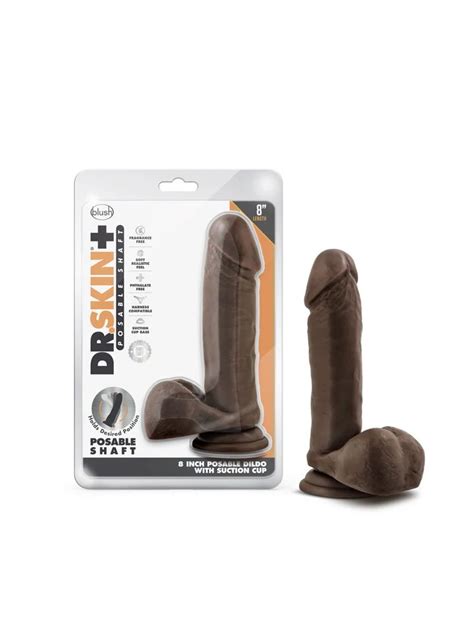 Dr Skin Plus 8 Inch Posable Dildo With Balls Chocolate