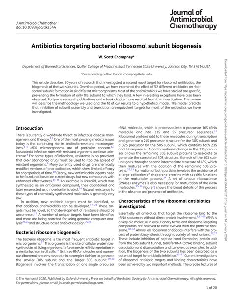 (PDF) Antibiotics targeting bacterial ribosomal subunit biogenesis