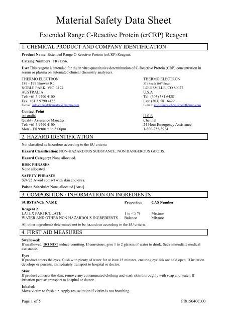 Material Safety Data Sheet Thermo Scientific