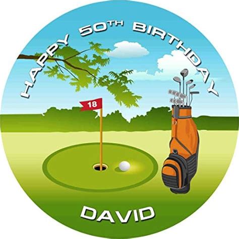 Golf Cake Topper Personalised Edible Icing Round Amazon Co Uk