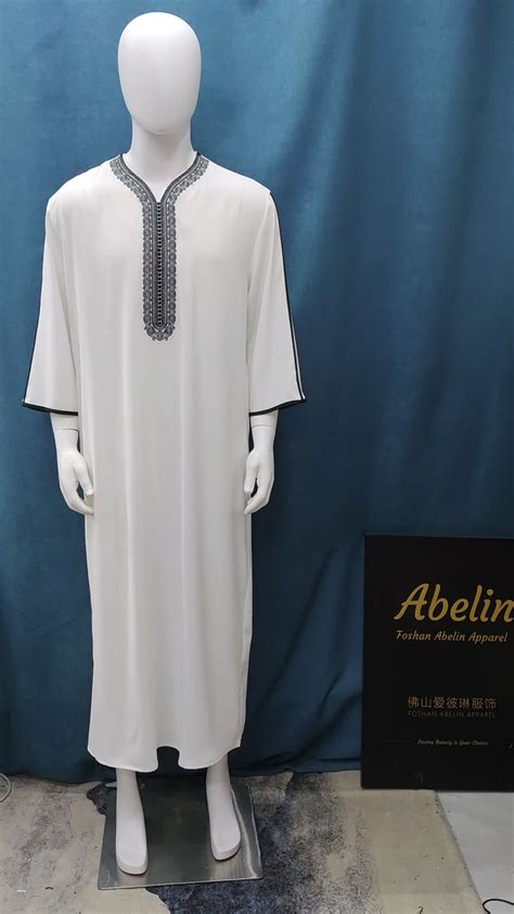 Kaftan For Men Jabador Gandoura Side Pockets Embroidery Thobe Long