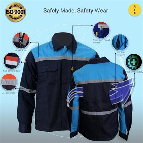 Jual Wearpack Atasan Kemeja Safety Baju Safety Biru Pln Kombinasi Navy