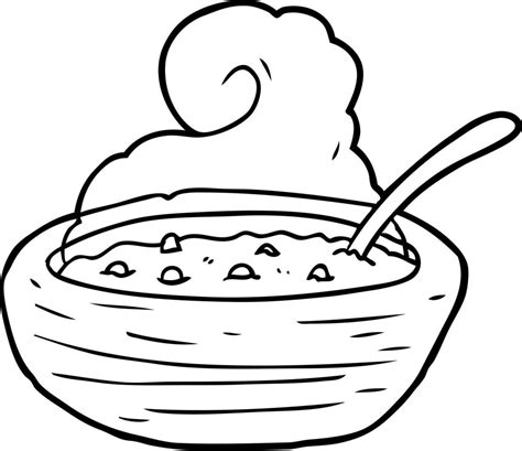 Line Drawing Of A Hot Bowl Of Broth Vector Art At Vecteezy