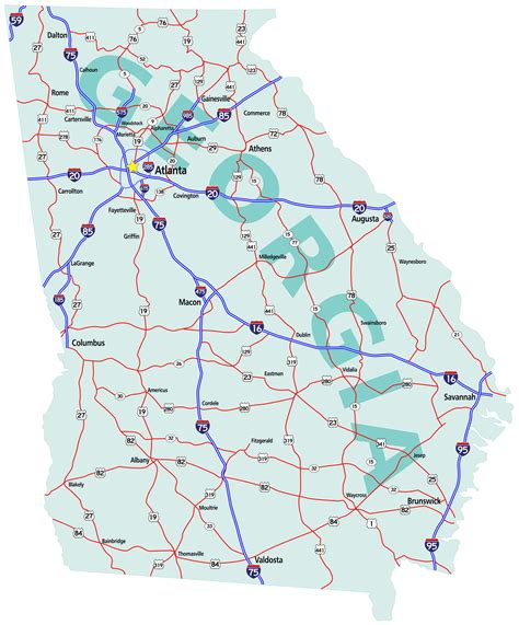 Map Of Northern Georgia Printable Road Map Of Georgia