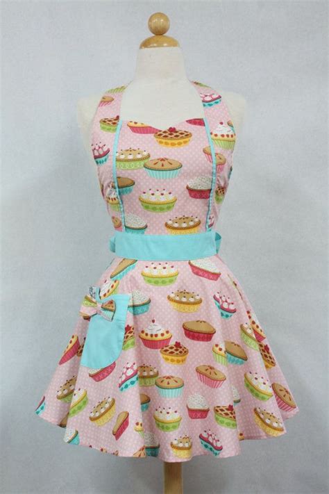 Retro Apron Vintage Style Sweetheart Neckline Pink Yummy Pies Etsy