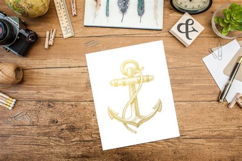 Nautical Print Gold Foil Anchor Art Print Anchor Poster Etsy