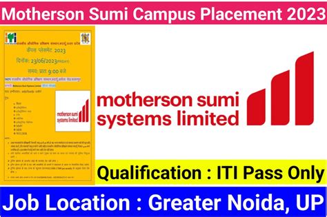 Motherson Sumi Campus Placement Iti Jobs