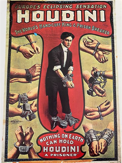 Harry Houdini Handcuff Prisoner Magic Poster Etsy