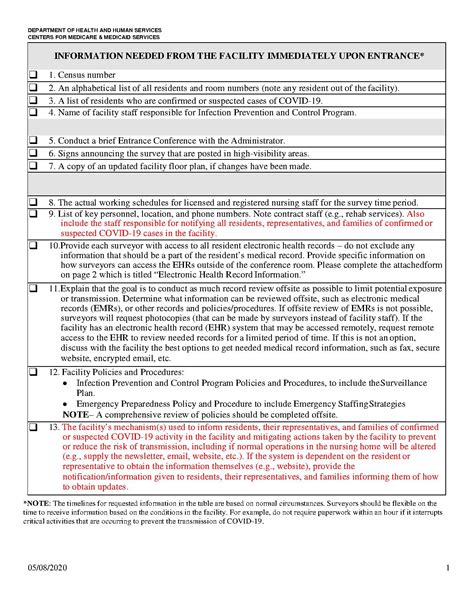 Cms Survey Entrance Conference Worksheet 2022