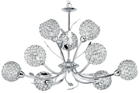 Bellis II Polished Chrome 9 Light Chandelier With Clear Glass Shades