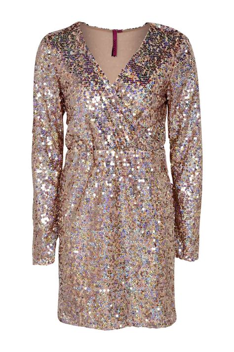 Sarah Iridescent Sequin Wrap Dress Embellished Midi Dress Wrap