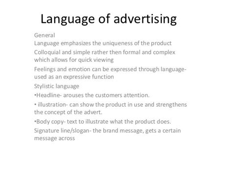 Language Of Advertising
