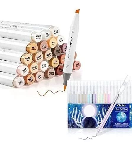 Rotuladores Ohuhu Kit 24colores Tonos Piel Y 20plumas De Gel Envío gratis