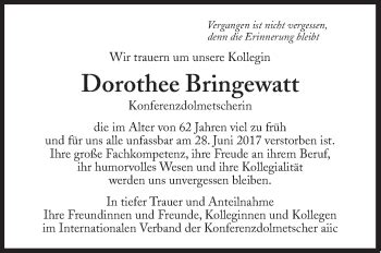 Traueranzeigen Von Dorothee Bringewatt Sz Gedenken De