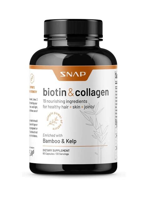 Snap Organic Biotin And Collagen Supplement Extra Strength Hair Skin