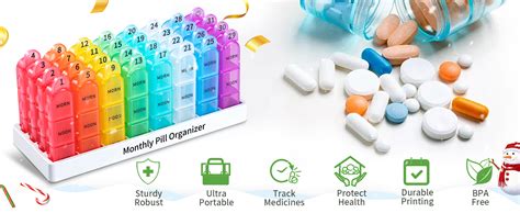 Zoksi Monthly Pill Organizer Times A Day One Month Pill Box